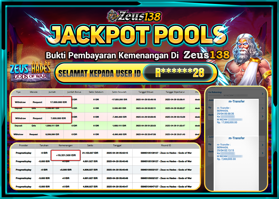 ZEUS138  ZEUS VS HADES - GODS OF WAR  Rp.24.000.000,- LUNAS